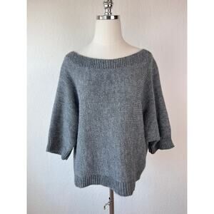 Made in Italy Wool Alpaca Blend Gray Short Sleeve Sweater size Large